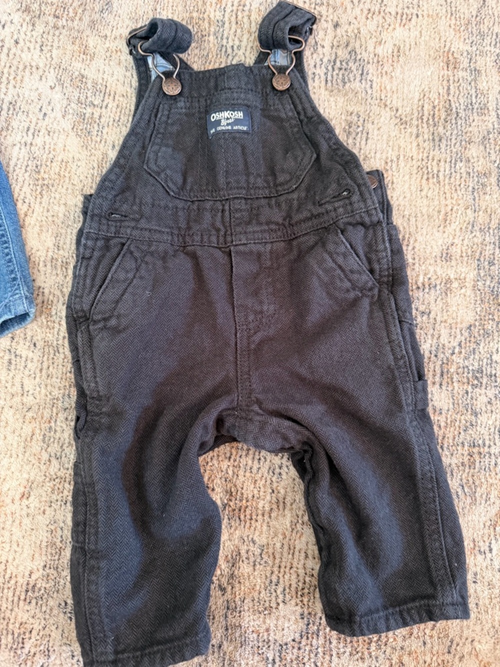 Set of 4 Baby/Toddler Overalls - Brown, Light Blue, Denim, Black - Picture 4 of 13
